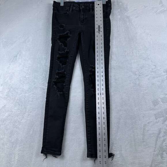 American Eagle Skinny Jeans Women's Size 4R Distressed Next Level Stretch Black - Picture 11 of 12